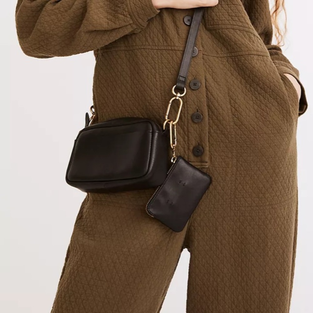 BUNDLE Madewell Mini Leather Carabiner Crossbody Bag + Key Pouch Wallet